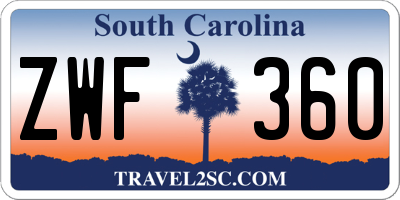 SC license plate ZWF360