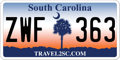 SC license plate ZWF363