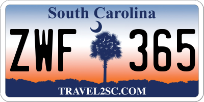 SC license plate ZWF365