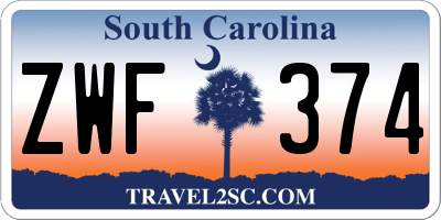 SC license plate ZWF374