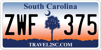 SC license plate ZWF375