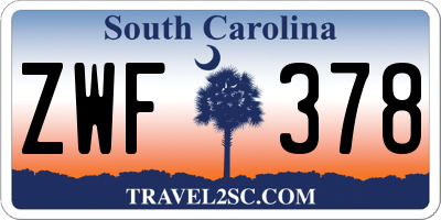 SC license plate ZWF378