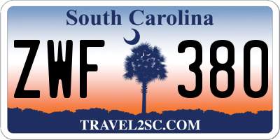 SC license plate ZWF380