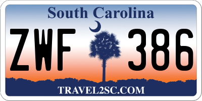 SC license plate ZWF386