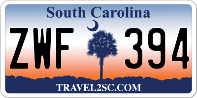 SC license plate ZWF394