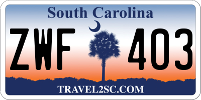 SC license plate ZWF403