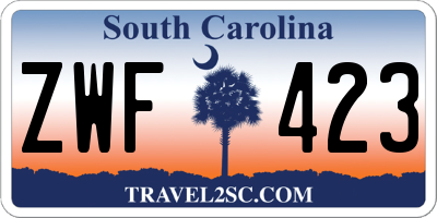 SC license plate ZWF423
