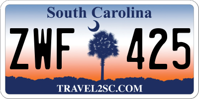 SC license plate ZWF425