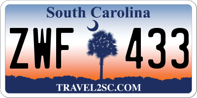 SC license plate ZWF433