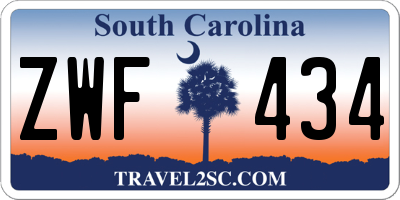 SC license plate ZWF434