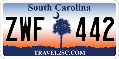 SC license plate ZWF442