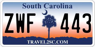 SC license plate ZWF443