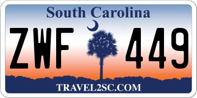 SC license plate ZWF449