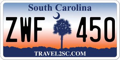 SC license plate ZWF450