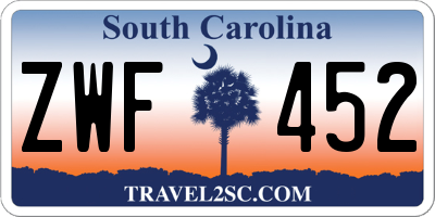 SC license plate ZWF452