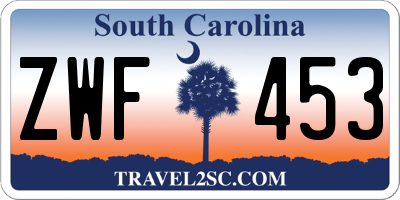 SC license plate ZWF453