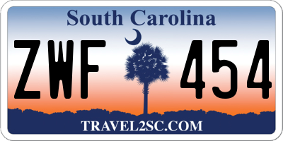 SC license plate ZWF454