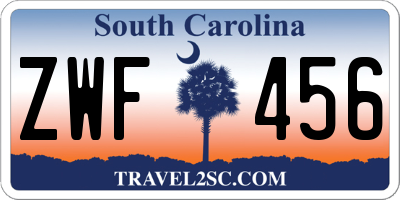 SC license plate ZWF456