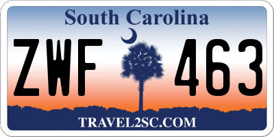SC license plate ZWF463