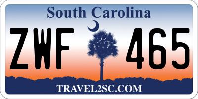 SC license plate ZWF465