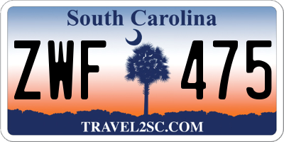 SC license plate ZWF475