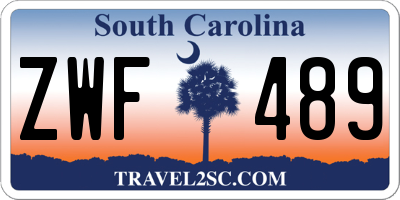 SC license plate ZWF489