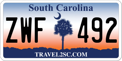SC license plate ZWF492