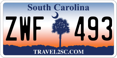 SC license plate ZWF493