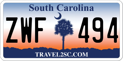 SC license plate ZWF494