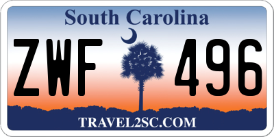 SC license plate ZWF496