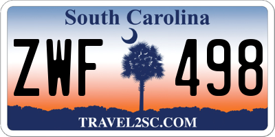 SC license plate ZWF498