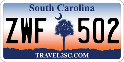 SC license plate ZWF502