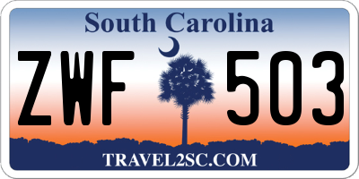 SC license plate ZWF503