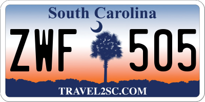 SC license plate ZWF505