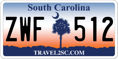 SC license plate ZWF512