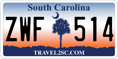 SC license plate ZWF514