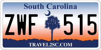 SC license plate ZWF515