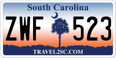 SC license plate ZWF523
