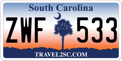 SC license plate ZWF533