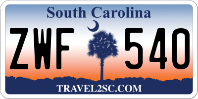 SC license plate ZWF540
