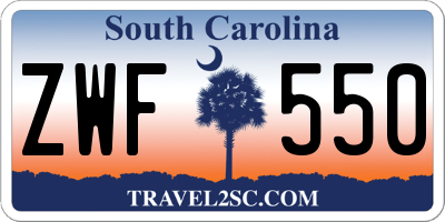 SC license plate ZWF550