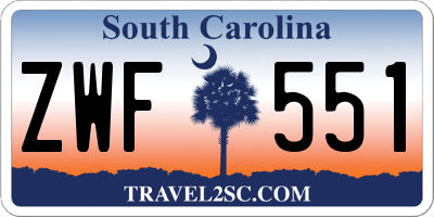 SC license plate ZWF551
