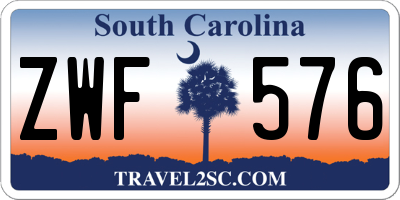 SC license plate ZWF576