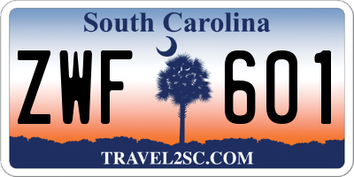 SC license plate ZWF601