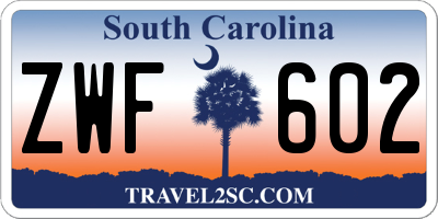 SC license plate ZWF602