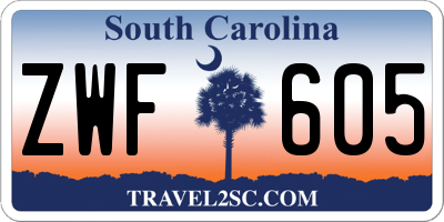 SC license plate ZWF605