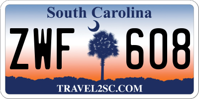 SC license plate ZWF608
