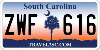 SC license plate ZWF616