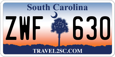SC license plate ZWF630