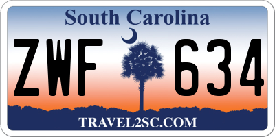 SC license plate ZWF634